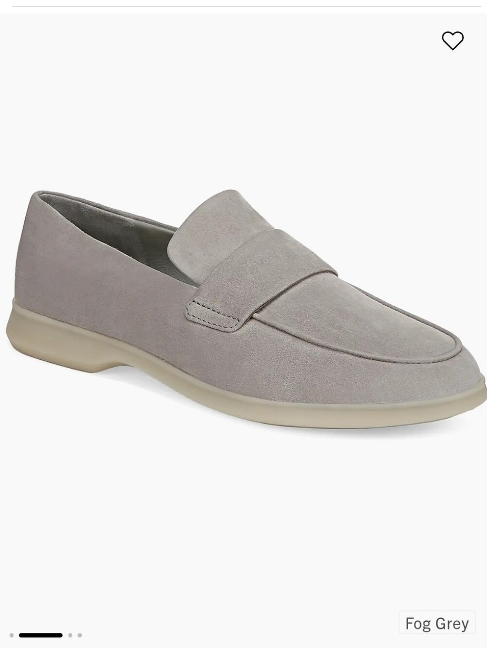 Vince Bigsur Suede Loafers, Fog Grey, Size 7.5/ 38